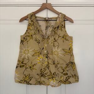 Dorothee Schumacher 100% Cotton Floral Print V-Neck Tank Top Sleeveless